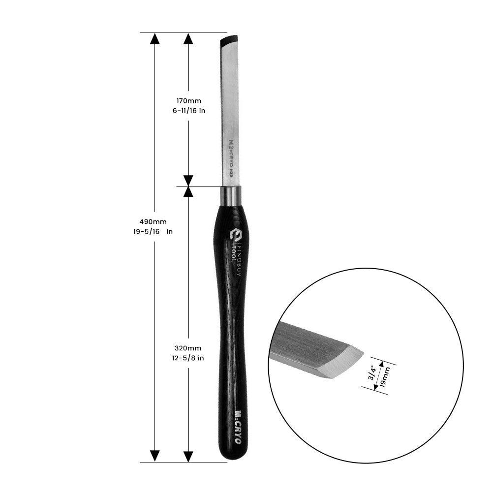3/4" Skew Chisel Wood Lathe Turning Tool M2 Cryo HSS, Rounded Edge - FindBuyTool
