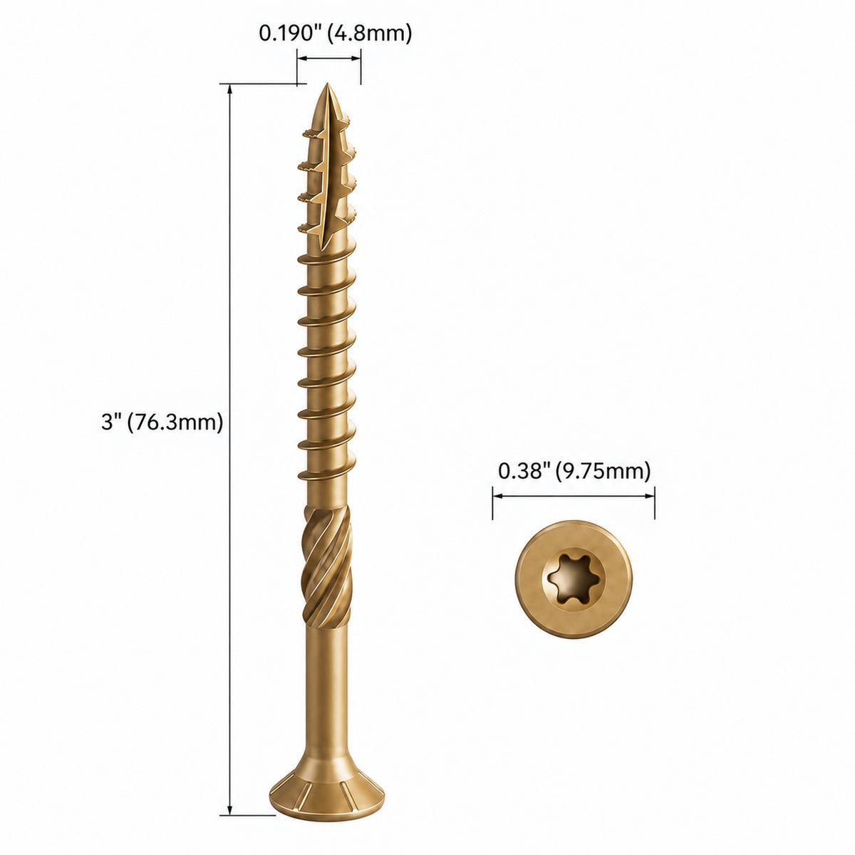 #10 x 3" Bronze Torx Deck Screws, 100Pcs-FindBuyTool