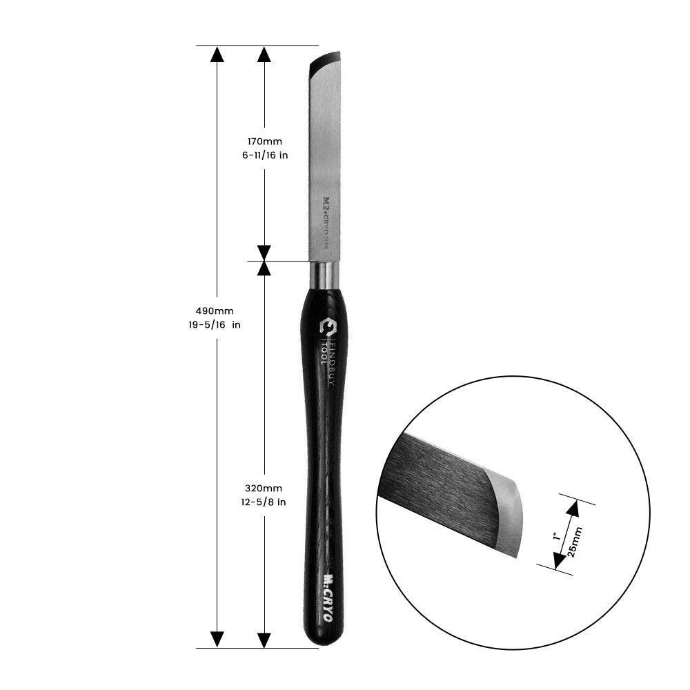 1" Skew Chisel Wood Lathe Turning Tool M2 Cryo HSS, Rounded Edge - FindBuyTool