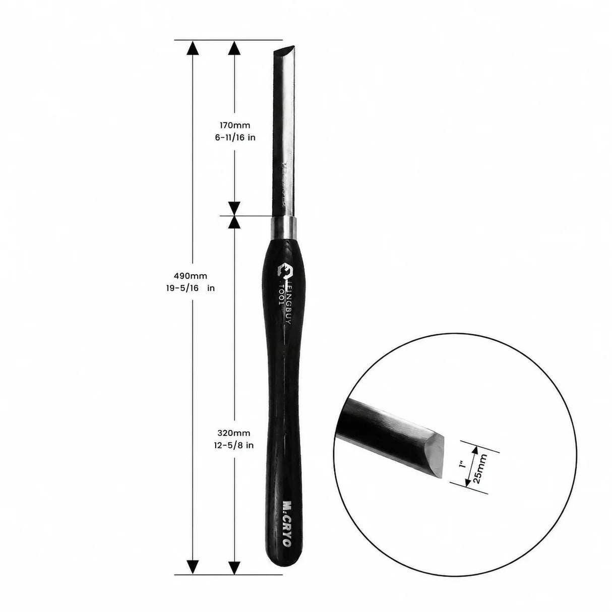 Herramienta de torneado de madera de cincel ovalado de 3/4 "