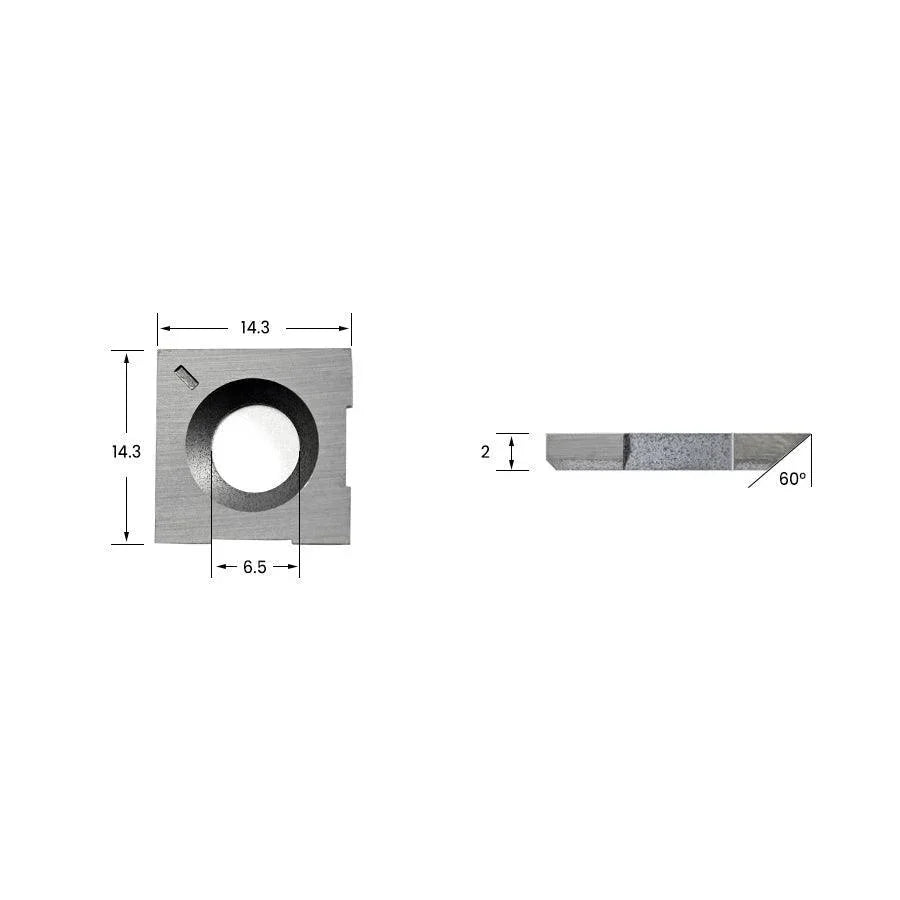 Carbide Insert Knife for Axminster AP330ST Portable Thicknesser 14.3x14.3x2.0mm-60°, 2-Edge, 2-6mm-Slot - FindBuyTool