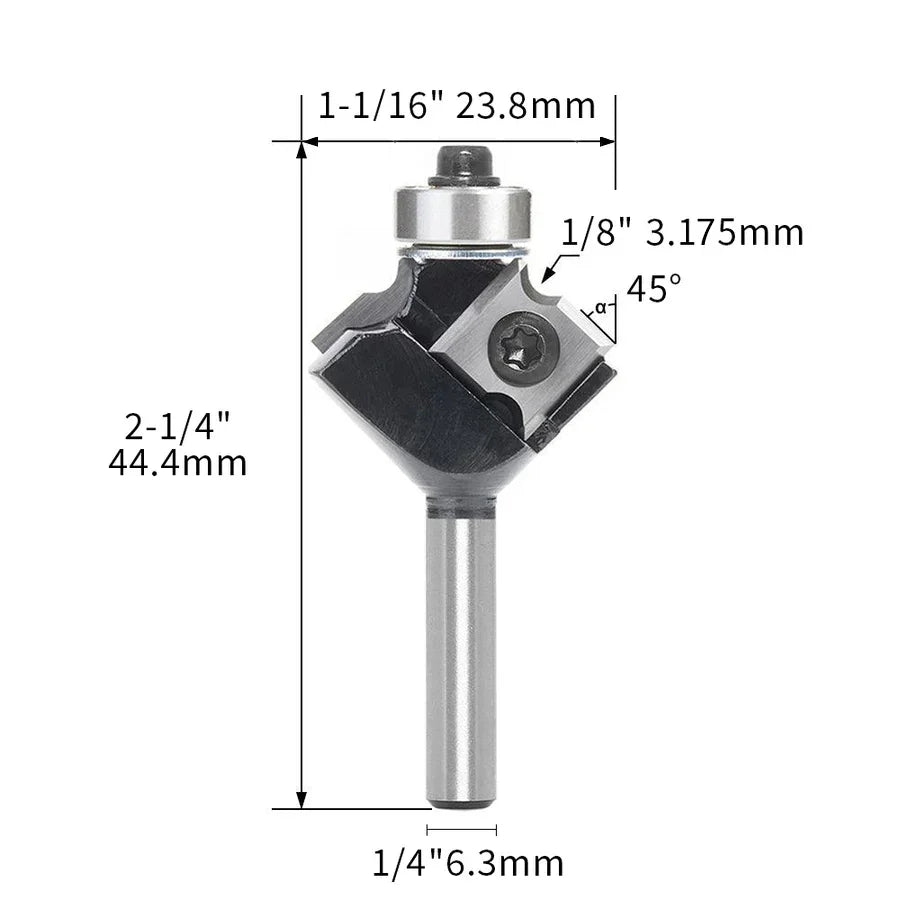 Corner Rounding Router Bit for Edge Trimming with Carbide inserts