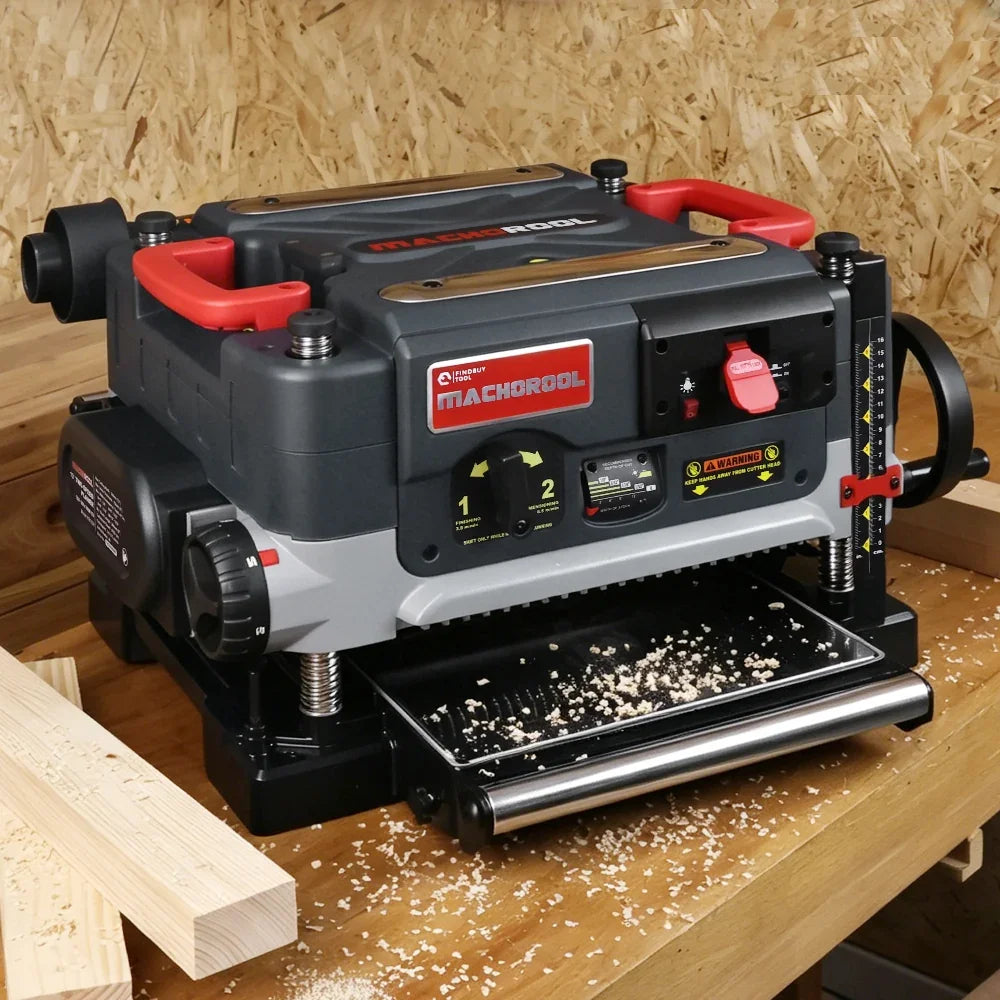 Machorool® FB132H 13" 2-Speed Thickness Planer with Helical Cutterhead - Findbuytool