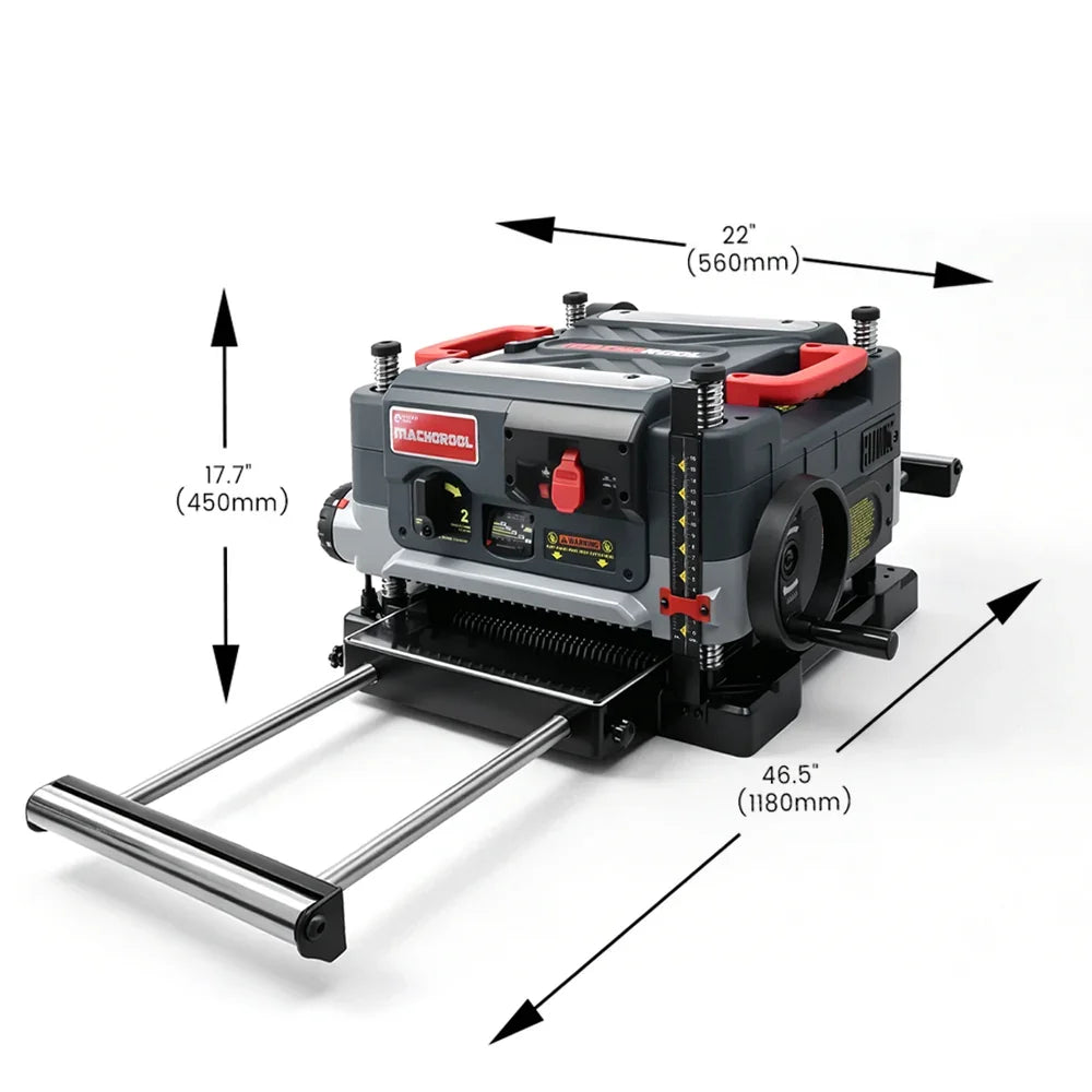 Machorool® FB132H 13" 2-Speed Thickness Planer with Helical Cutterhead - Findbuytool