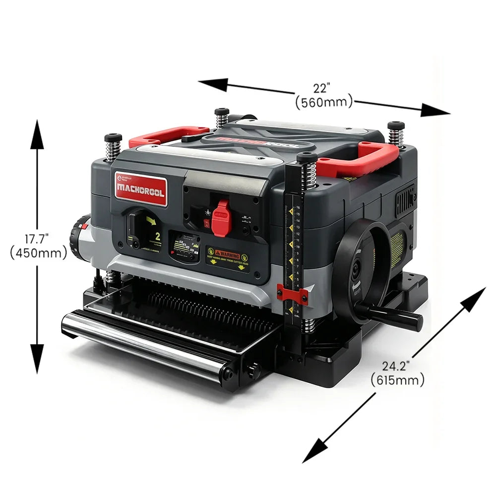 Machorool® FB132H 13" 2-Speed Thickness Planer with Helical Cutterhead - Findbuytool