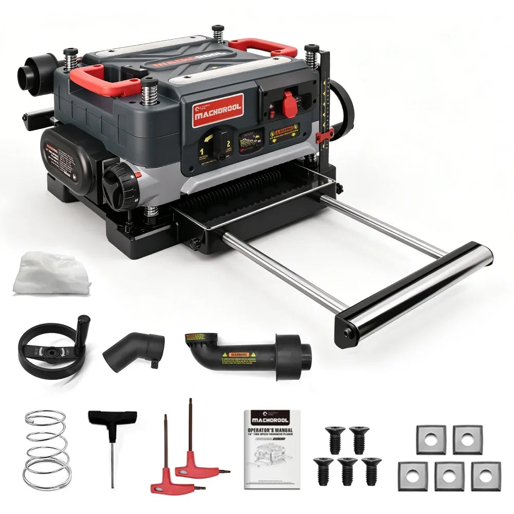 Machorool® FB132H 13" 2-Speed Thickness Planer with Helical Cutterhead - Findbuytool