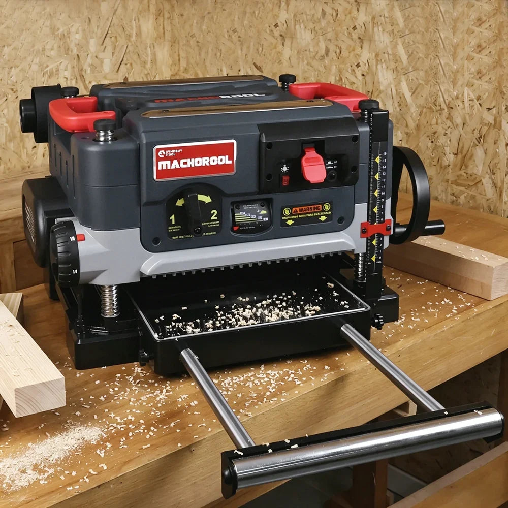Machorool® FB132H 13" 2-Speed Thickness Planer with Helical Cutterhead - Findbuytool
