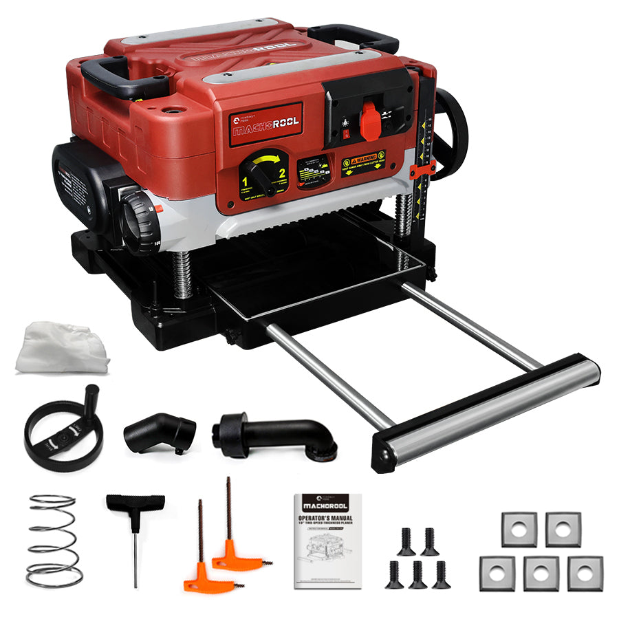 Machorool® FB132H 13" 2-Speed Thickness Planer with Helical Cutterhead - FindBuyTool