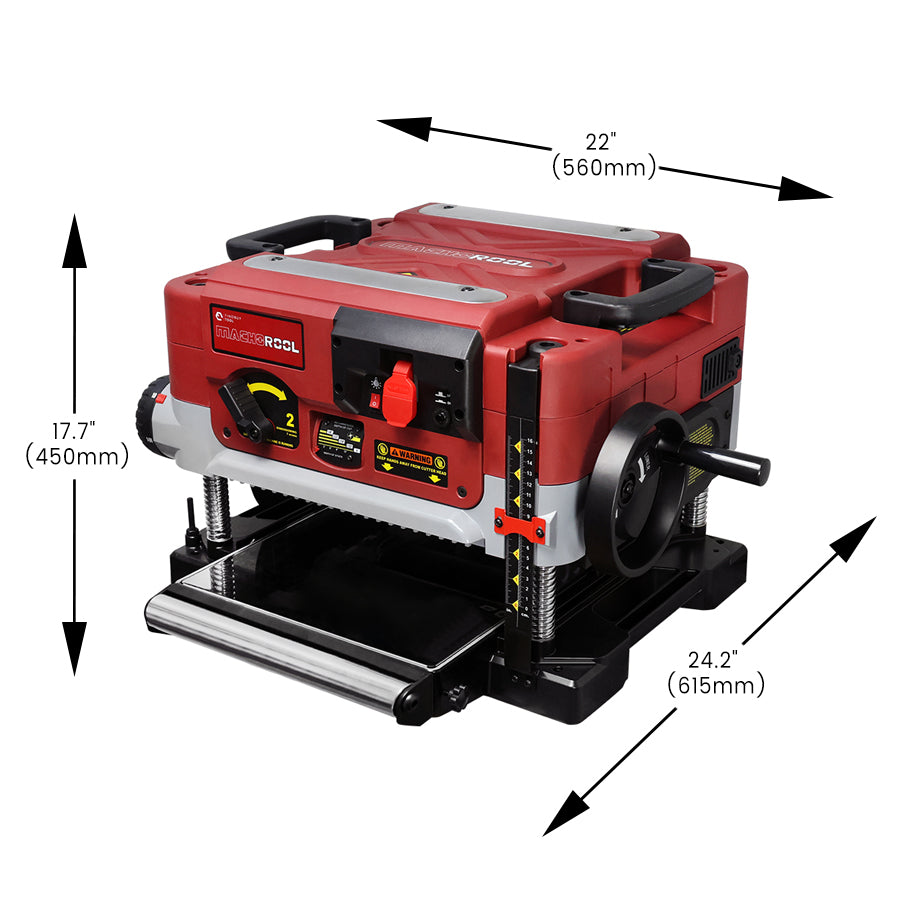 Machorool® FB132H 13" 2-Speed Thickness Planer with Helical Cutterhead - FindBuyTool