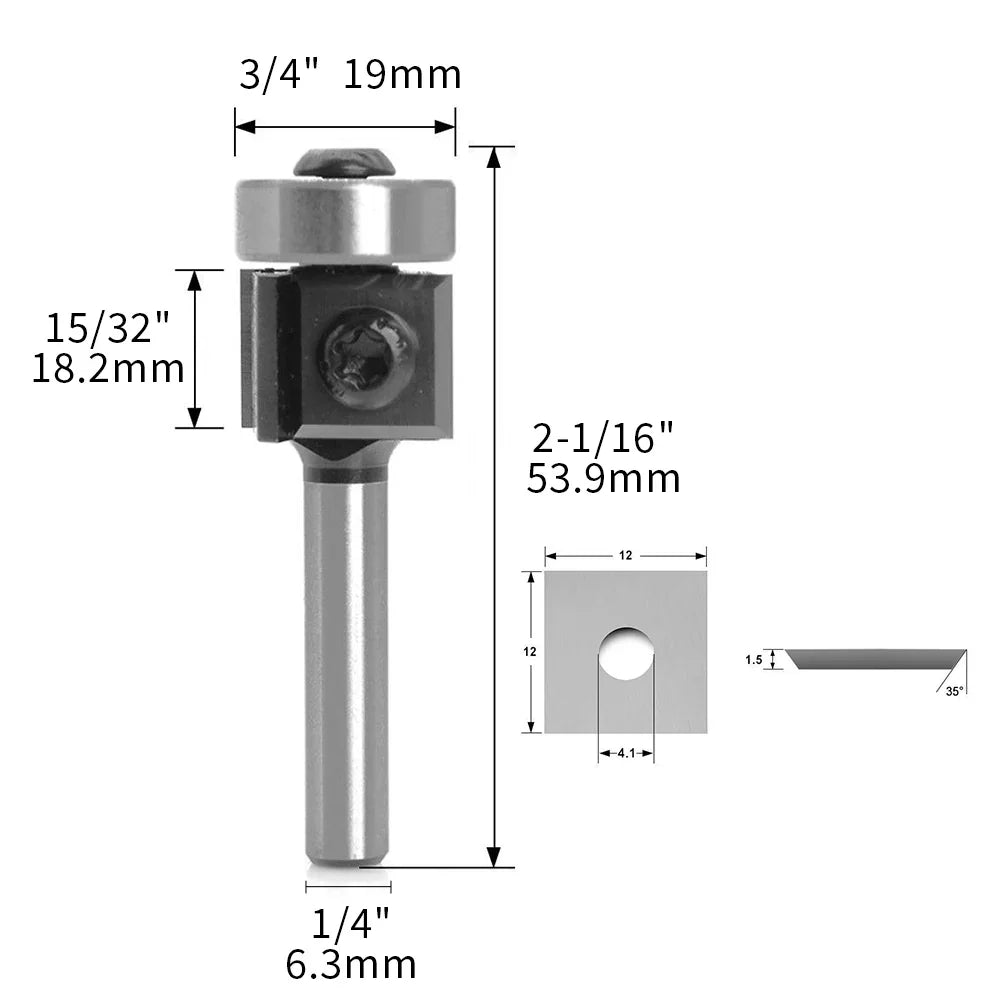 Flush Trim Router Bit with Carbide Insert - FindBuyTool