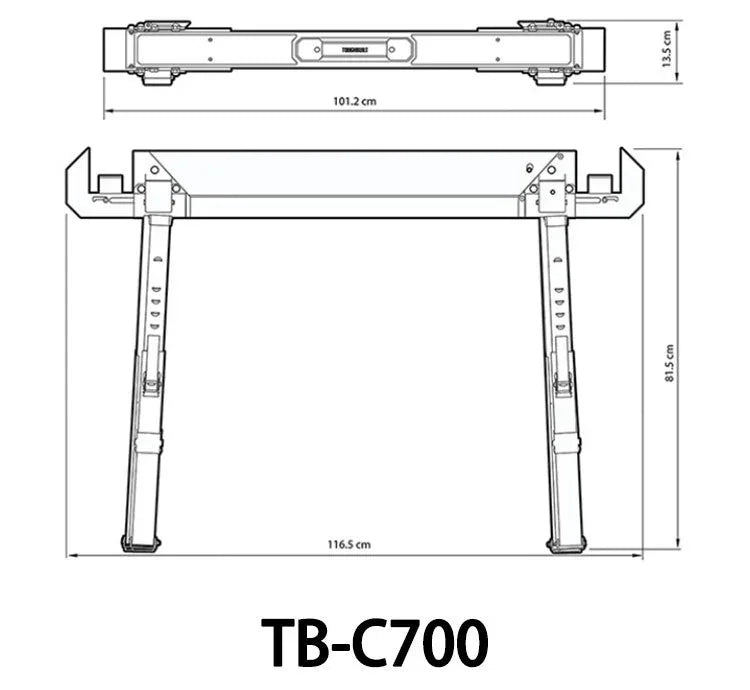 TB-C700 woodworking tool stand with precise dimensions for reliable workshop use