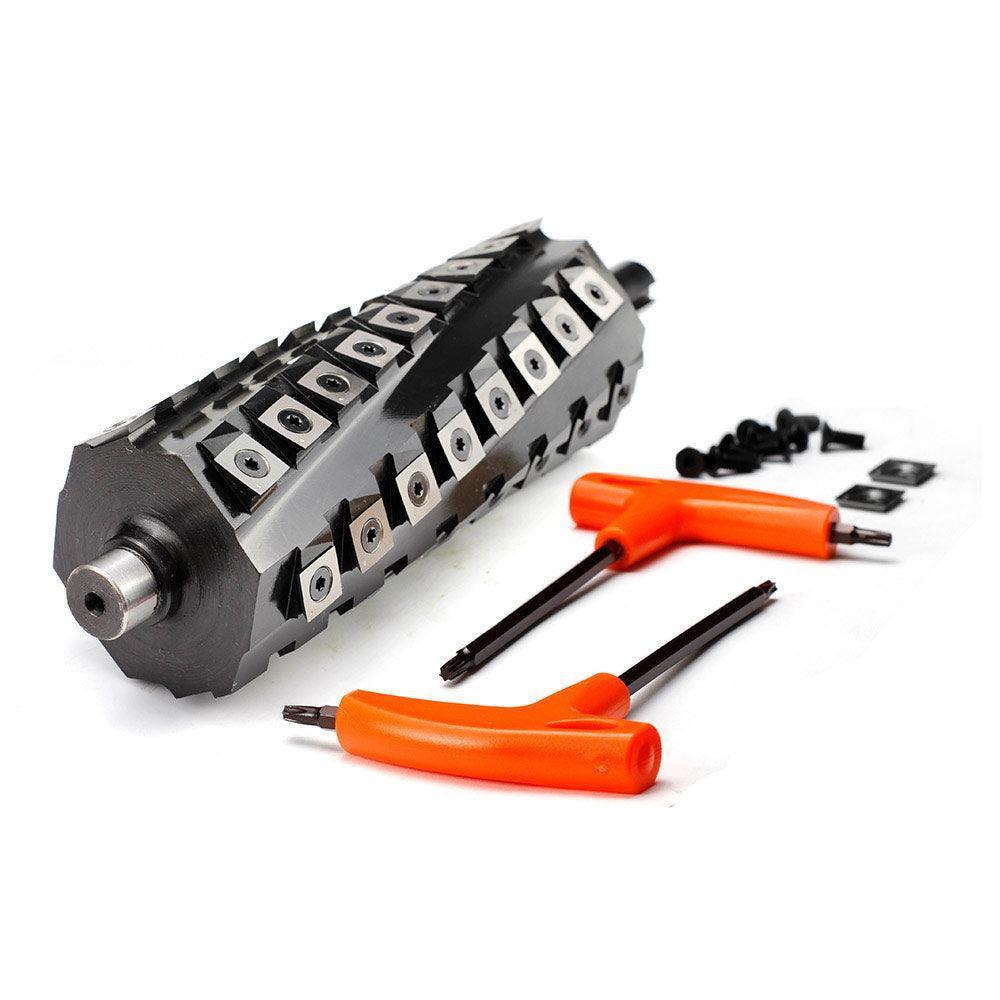 Precision woodworking tool with interchangeable blades and orange hex keys for easy assembly