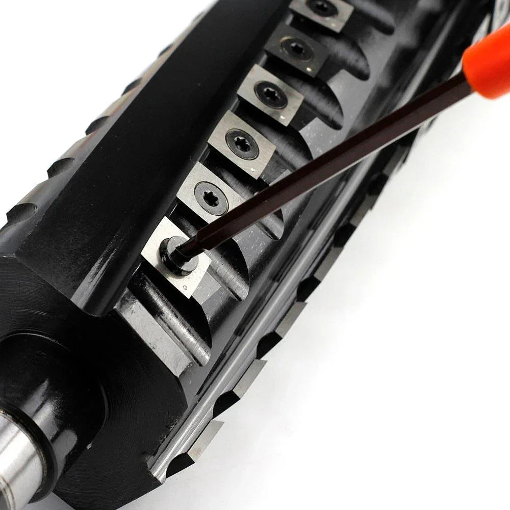 Precision woodworking tool with adjustable blades and screwdriver for fine-tuning