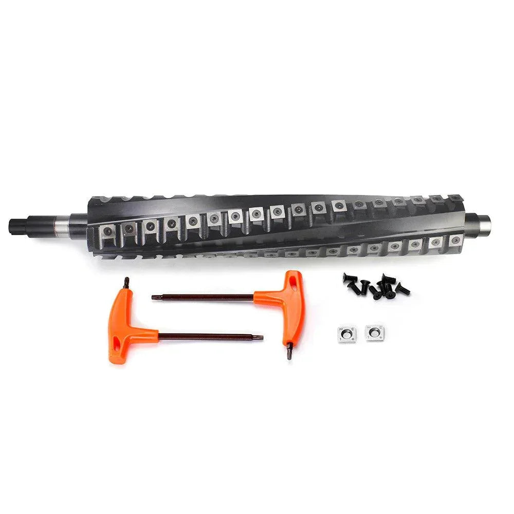 Heavy-duty woodworking tool with orange wrenches, screws, and metal components for precision projects.