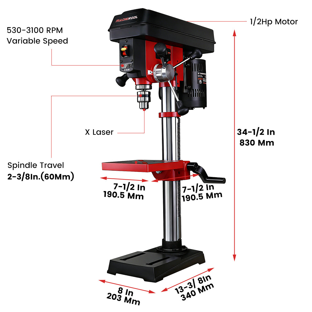Machorool® FDP101 10" Variable Speed Benchtop Drill Press