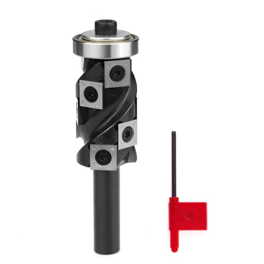 Spiral Flush Trim Router Bit with 10 Carbide Inserts, Bottom Bearing - FindBuyTool