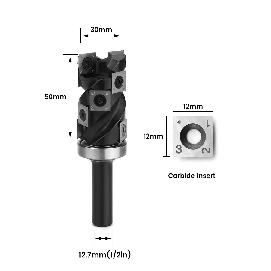 Spiral Flush Trim Router Bit with Carbide Insert, Top Bearing - FindBuyTool