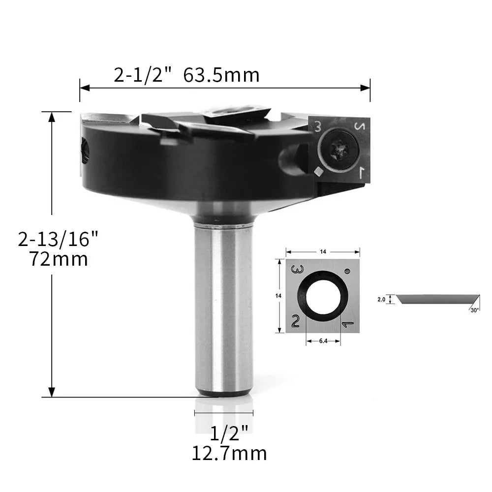 Spoilboard Surfacing Slab Flattening Router Bit 2+2 Flutes with Carbide Insert - FindBuyTool