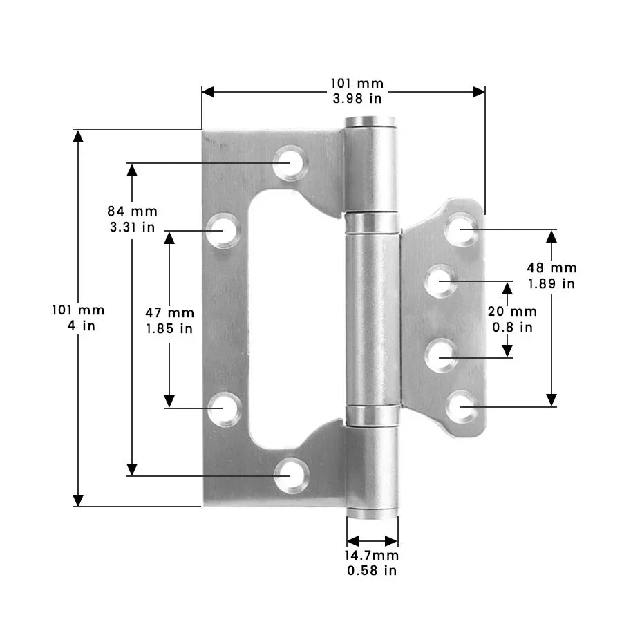 Stainless Steel Non-Mortise Hinge, 2 Pcs - FindBuyTool