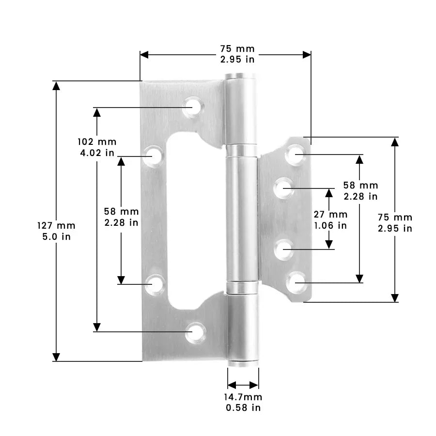 Stainless Steel Non-Mortise Hinge, 2 Pcs - FindBuyTool