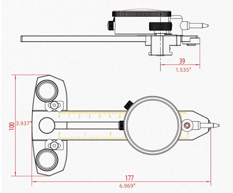 Precision woodworking tool with detailed measurements for accurate crafting projects