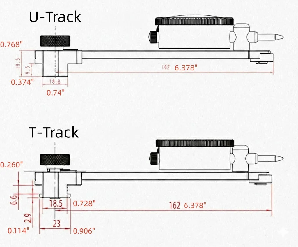 U-Track and T-Track woodworking tools with precise measurements for accurate crafting projects
