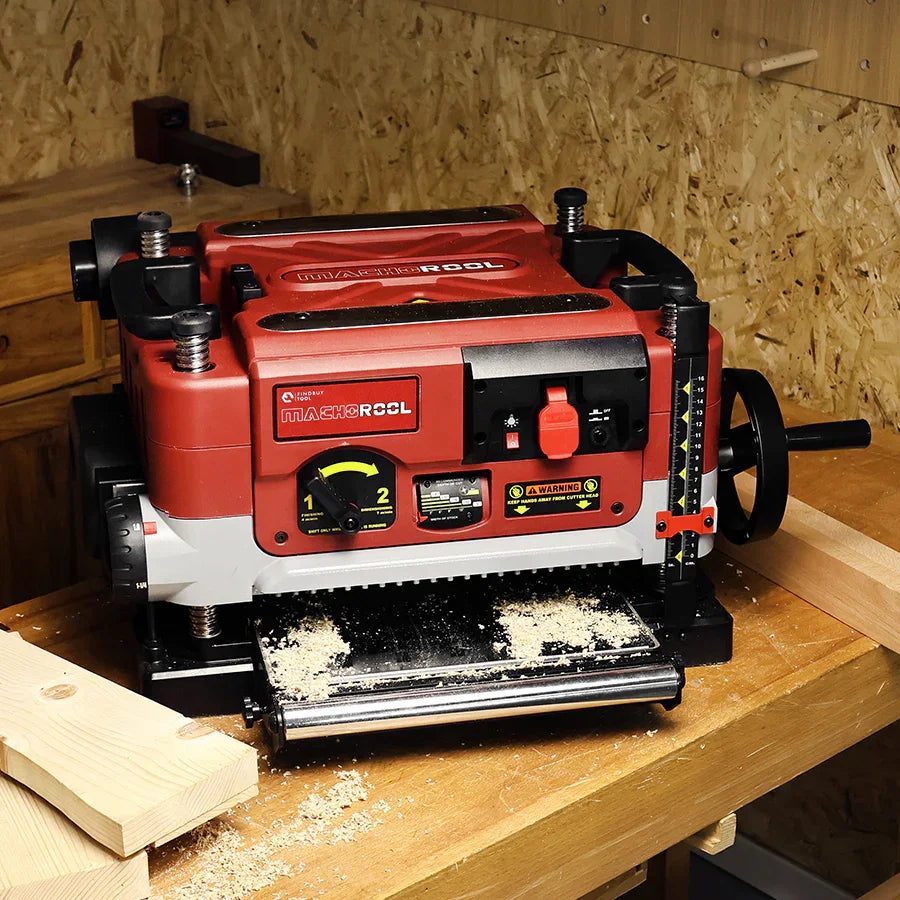 Machorool® FB132H 13" 2-Speed Thickness Planer with Helical Cutterhead - FindBuyTool