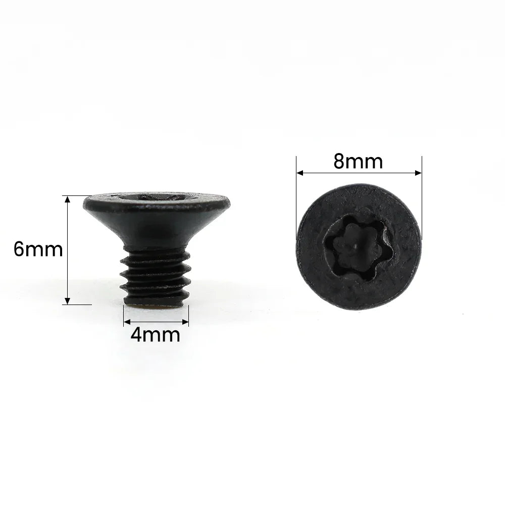 Black 4mm x 6mm screw with 8mm head, ideal for woodworking projects