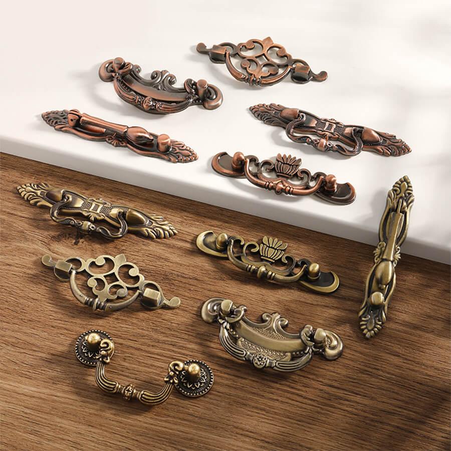 vintage dresser drawer pulls Vintage Handle Cabinet Pull B / Green Copper / 2-1/2