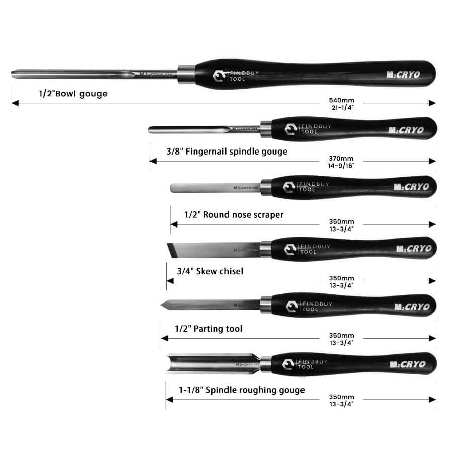 Wood Turning Tool 6Pc M2 Cryo HSS Lathe Chisel Set - FindBuyTool
