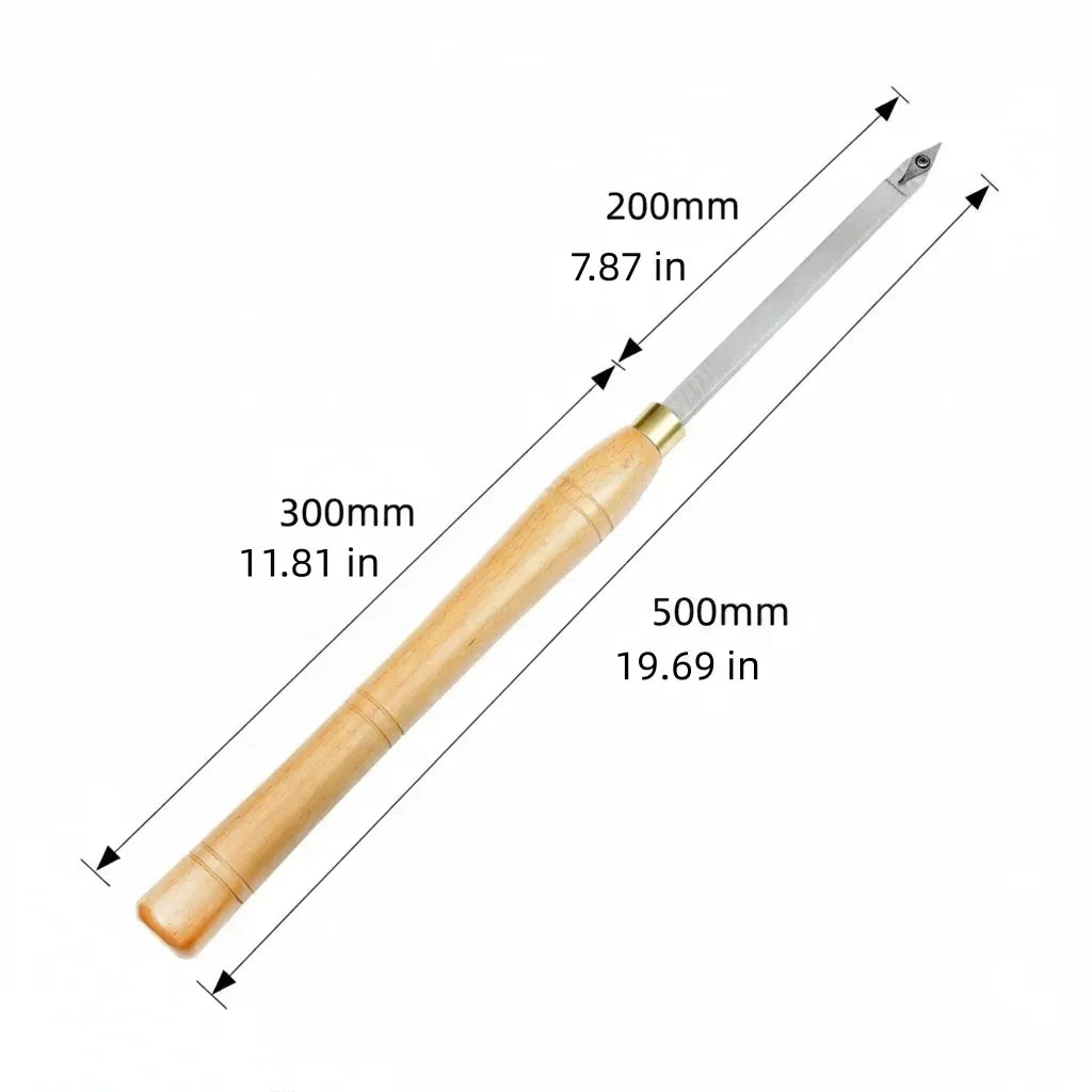 Woodworking chisel with wooden handle, 500mm total length, precision tool for carving and shaping wood