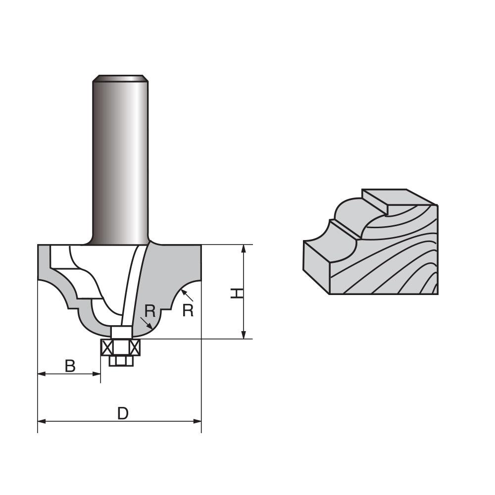 Double Roman Ogee Router Bit with Bearing - FindBuyTool
