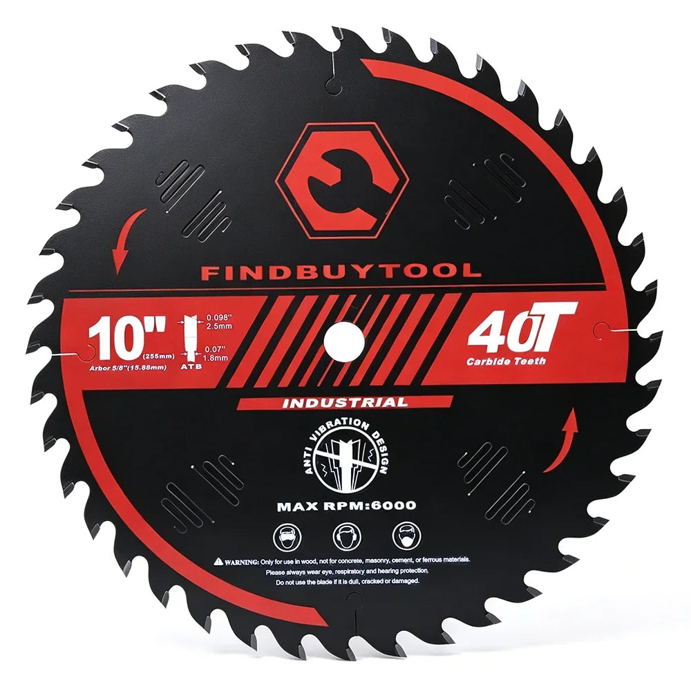 Findbuytool 10-Inch 40-Tooth Saw Blade for Table Saw, Miter Saw