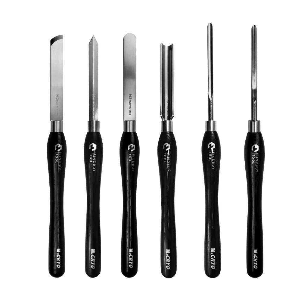 Herramienta de giro de madera 6pc M2 Cryo HSS Gran tamaño Set de cincel de torno