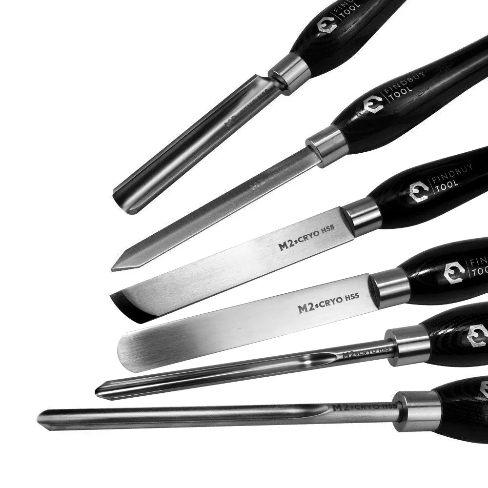 Herramienta de giro de madera 6pc M2 Cryo HSS Gran tamaño Set de cincel de torno