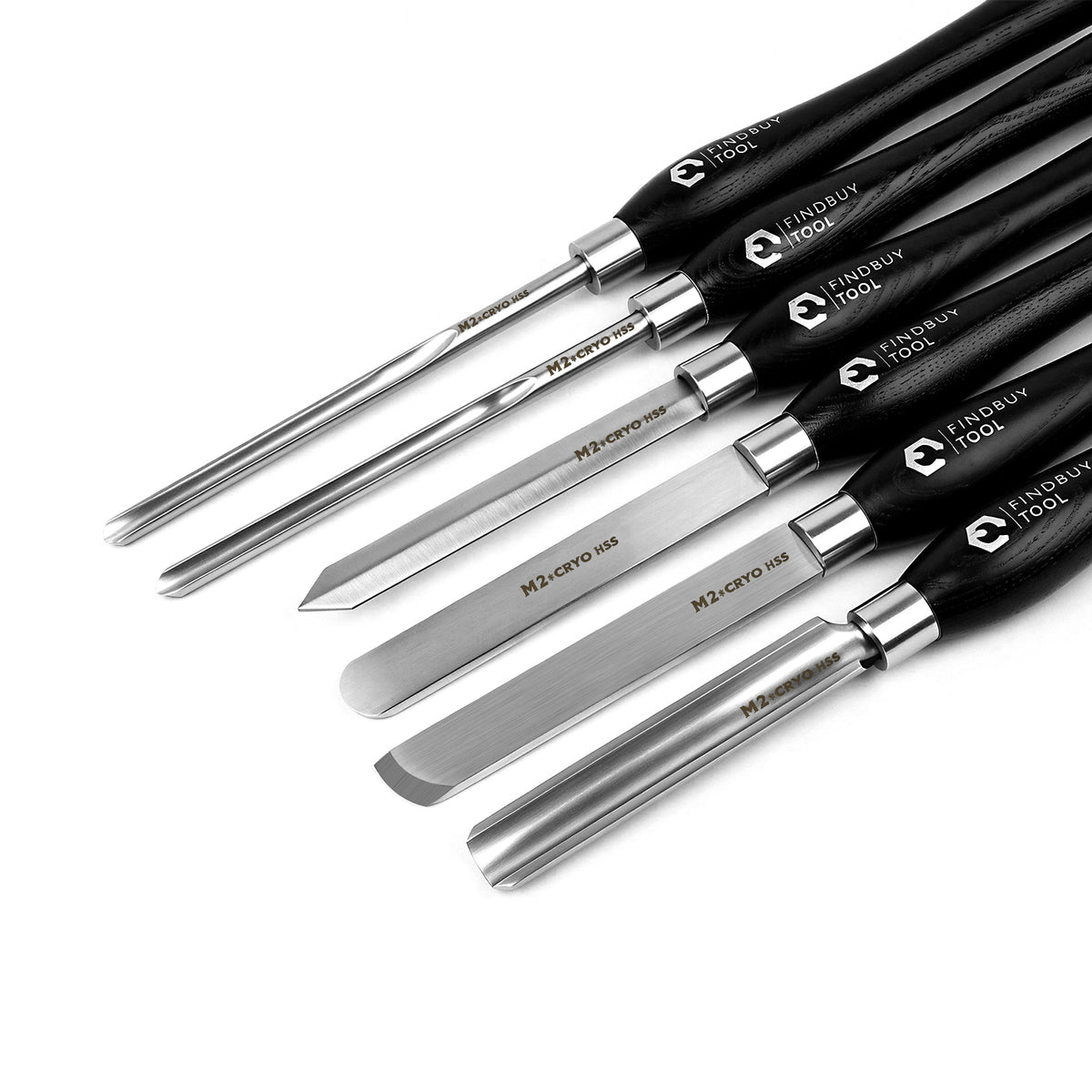 FindBuyTool M2 Cryo HSS 6 piece wood turning lathe chisel set for beginners