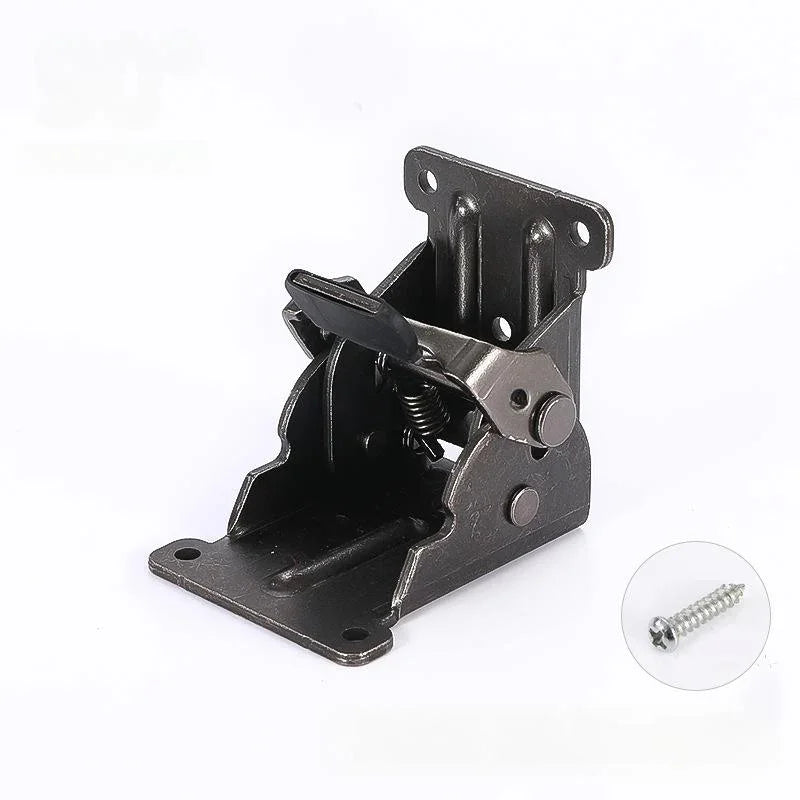 Heavy-duty metal latch with spring mechanism and mounting screw for woodworking projects