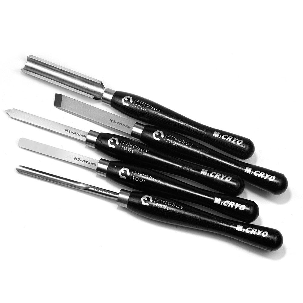 Wood Turning Tool 5Pc M2 Cryo HSS Medium Size Lathe Chisel Set - FindBuyTool