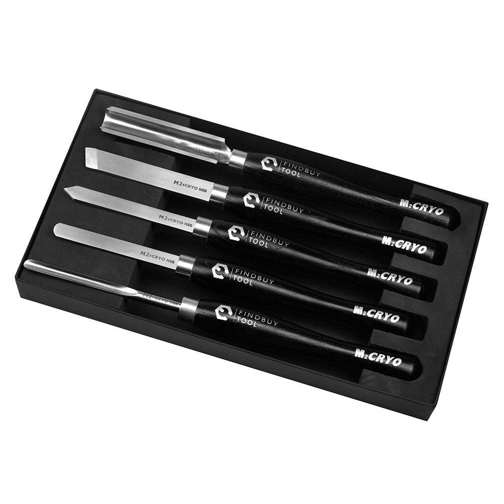 Wood Turning Tool 5Pc M2 Cryo HSS Medium Size Lathe Chisel Set - FindBuyTool