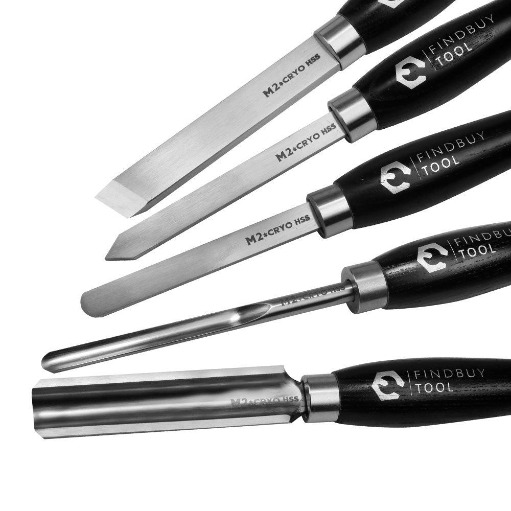 Wood Turning Tool 5Pc M2 Cryo HSS Medium Size Lathe Chisel Set - FindBuyTool
