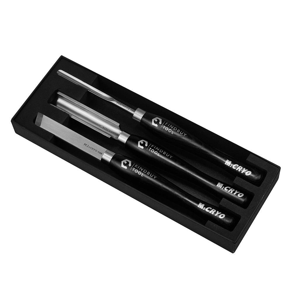 Wood Turning Tool 3Pc M2 Cryo HSS Medium Size Lathe Chisel Set - FindBuyTool