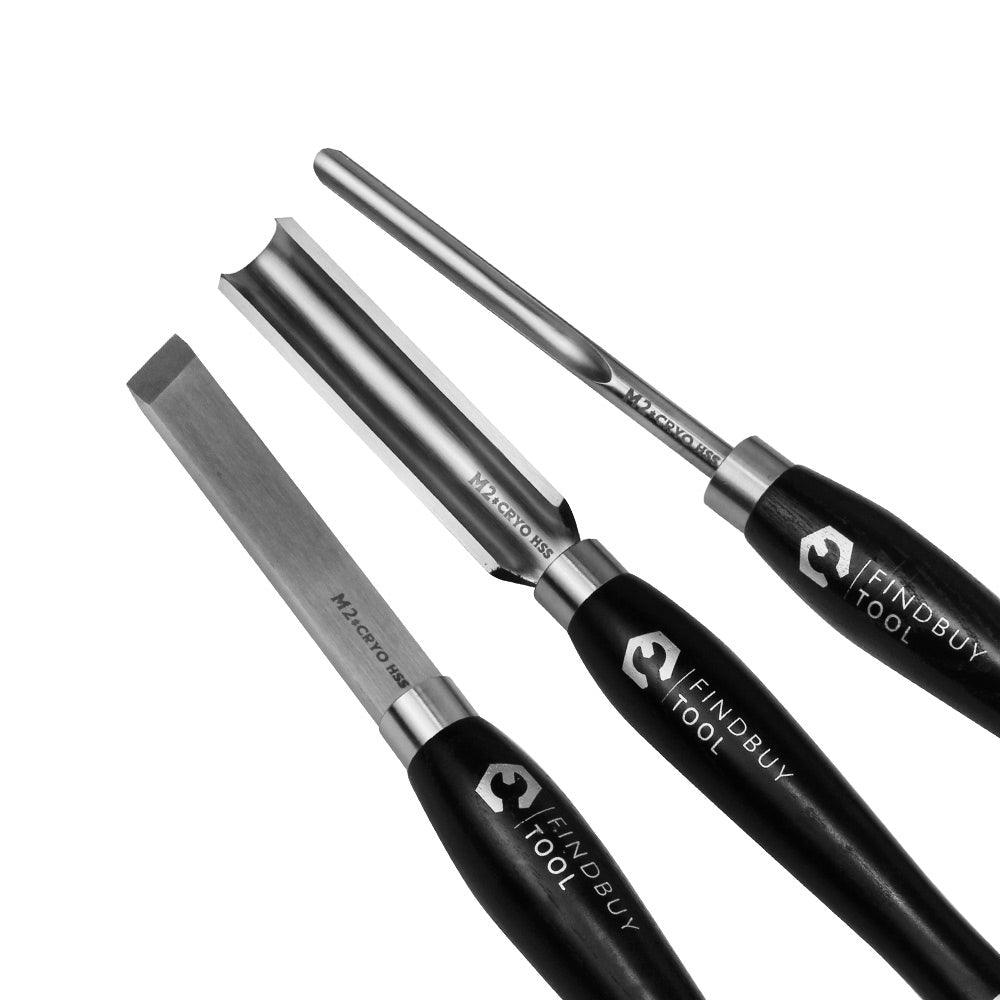 Wood Turning Tool 3Pc M2 Cryo HSS Medium Size Lathe Chisel Set - FindBuyTool