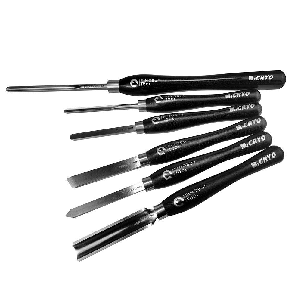 Wood Turning Tool 6Pc M2 Cryo HSS Lathe Chisel Set - FindBuyTool