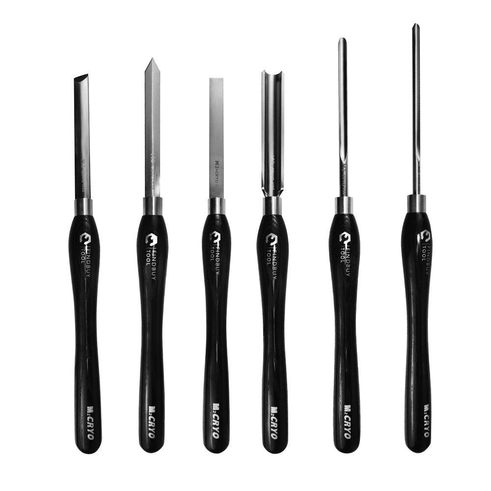 Wood Turning Tool 6Pc M2 Cryo HSS Large Size Lathe Chisel Set - FindBuyTool