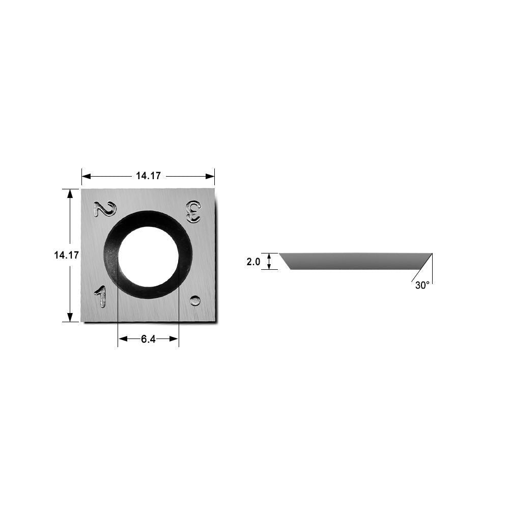 Carbide Insert Knife for King Canada Spiral Cutterhead Planers/Jointers 14.17x14.17x2.0mm - FindBuyTool