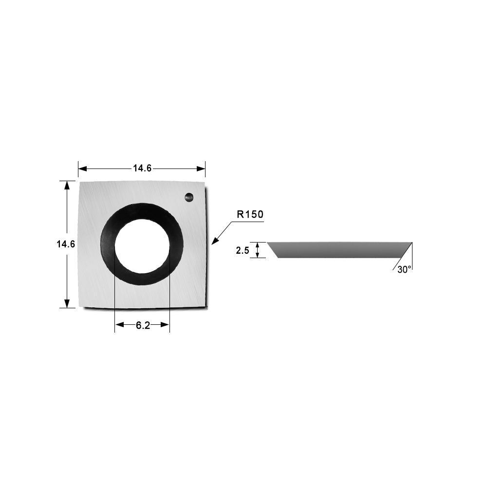 Carbide Insert Knife 14.6x14.6x2.5mm-R150 for Helical Cutterhead of Planers, 4 Edges - FindBuyTool