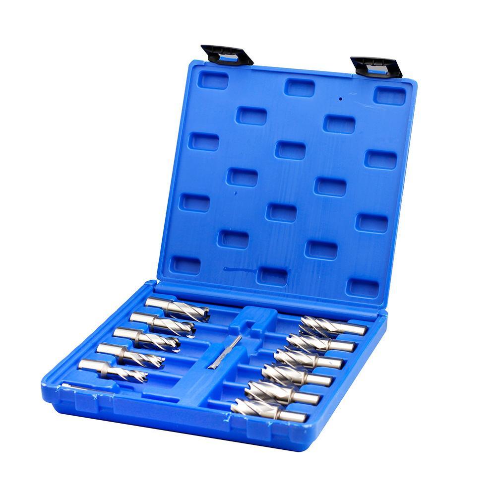 Annular Cutter Set, 11Pcs, Cutting Depth 1Inch, Weldon Shank 3/4Inch - FindBuyTool