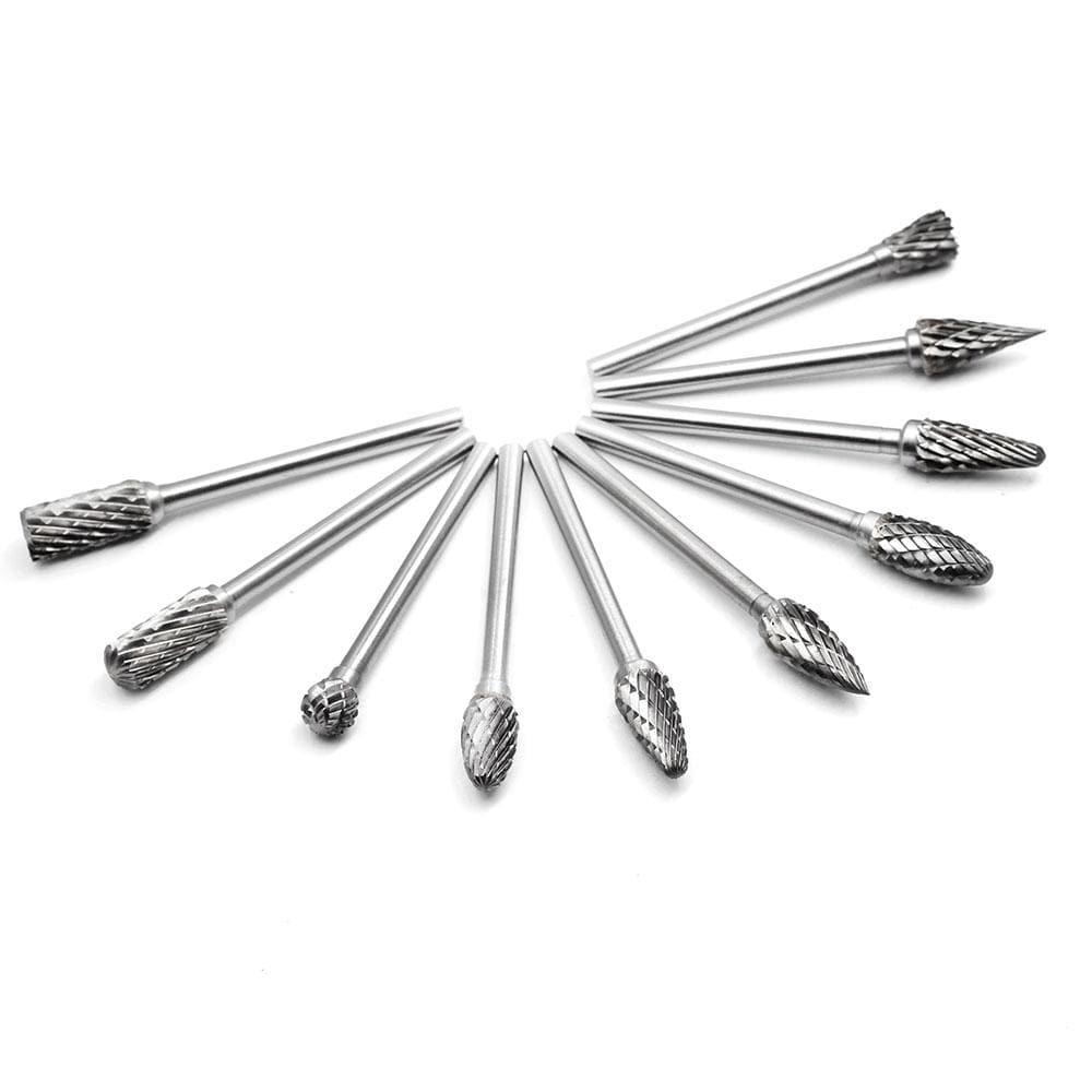 Carbide Burrs Set Carvepro Range 3mm(1/8in.) Shank, 10Pcs - FindBuyTool