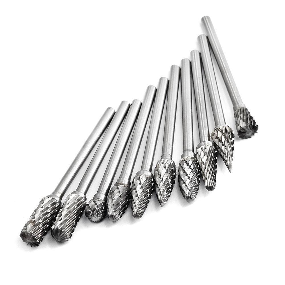 Carbide Burrs Set Carvepro Range 3mm(1/8in.) Shank, 10Pcs - FindBuyTool