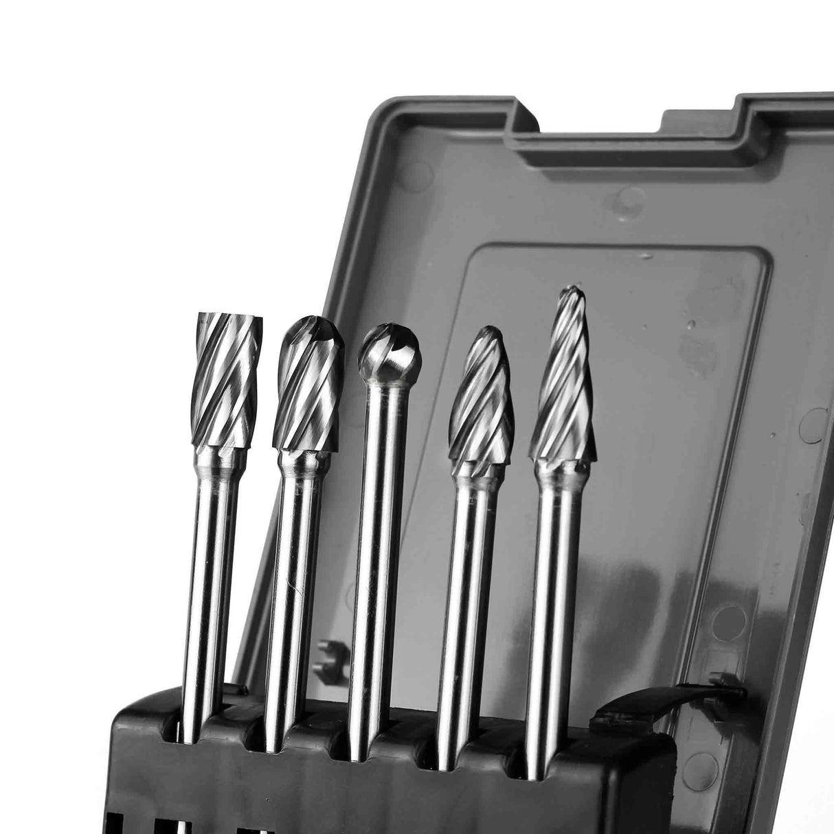 Carbide Burrs Set ALUMIN Range 4-1/3 Inch Long 1/4 Shank, 5Pcs - FindBuyTool